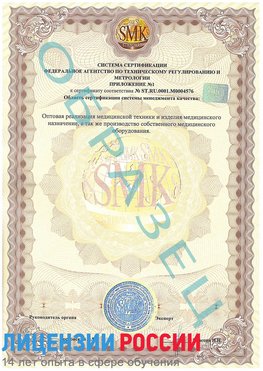 Образец сертификата соответствия (приложение) Саратов Сертификат ISO 13485