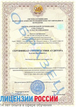 Образец сертификата соответствия аудитора №ST.RU.EXP.00006191-3 Саратов Сертификат ISO 50001