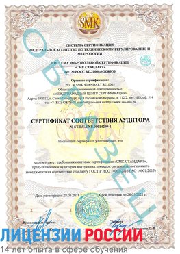 Образец сертификата соответствия аудитора №ST.RU.EXP.00014299-1 Саратов Сертификат ISO 14001